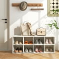 thumbnail image 2 of Costway 8 Cubbies Shoe Bench with 500 LBS Weight Capacity Cubby Shoe Rack Storage Cabinet White, 2 of 10