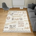thumbnail image 2 of Adventure Turkish Area Rug, Various Words on Happiness and Self Value Uplifting Phrases Being Who You Are, Soft Carpet for Living Room Decor with Distressed Look, 6.6' X 9.6', Pale Brown, by Ambesonne, 2 of 4