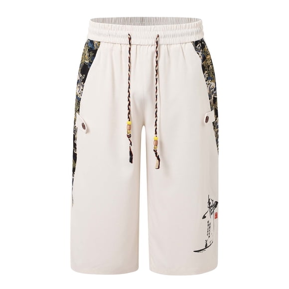 Guo Feng Pantalon Homme Été Style National Design Décontracté Coupe Droite Confortable pour Adolescents et Adultes Usage Quotidien