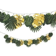 Faux Palm with Gold Accents Garland, Home Decor, Luau, 1 Pieces