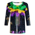 thumbnail image 4 of xixinqiwan Women Mardi Gras Clothing,Casual Crew Neck Tunic Blouse Fat Tuesday Tee New Orleans Carnival Party Clothing, 4 of 6