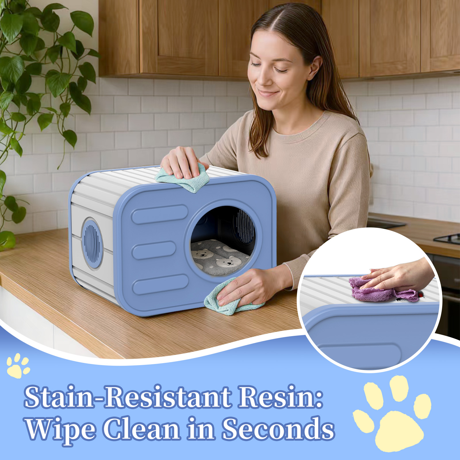 EasyUp Cat House for Indoor & Outdoor Cats, Resin Weatherproof Cat House with Camera-Shaped Design, Versatile for Home & Yard Use