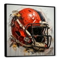 Designart "Vintage Football Helmet in Red" Sports Framed Wall Art