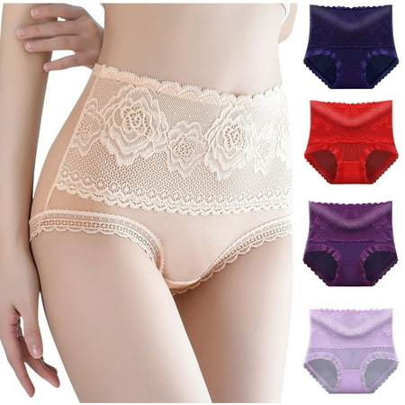AXXD Women s Panties High Waisted Sexy Lace Silk Solid Color Briefs Ventilate Netting Underpants Summer Savings