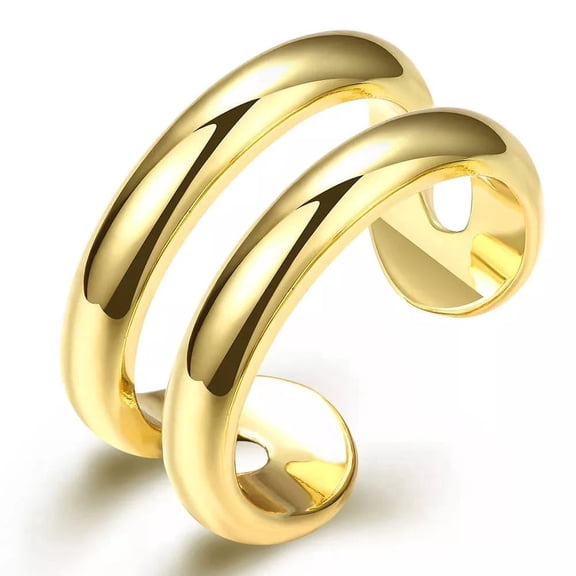 18K Gold Plated Fashion Twisted Ring Open Double Line For Women Statement Polished B159