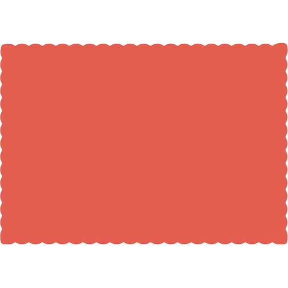 Paper Placemats - Disposable - Scalloped Edge (100, Red)