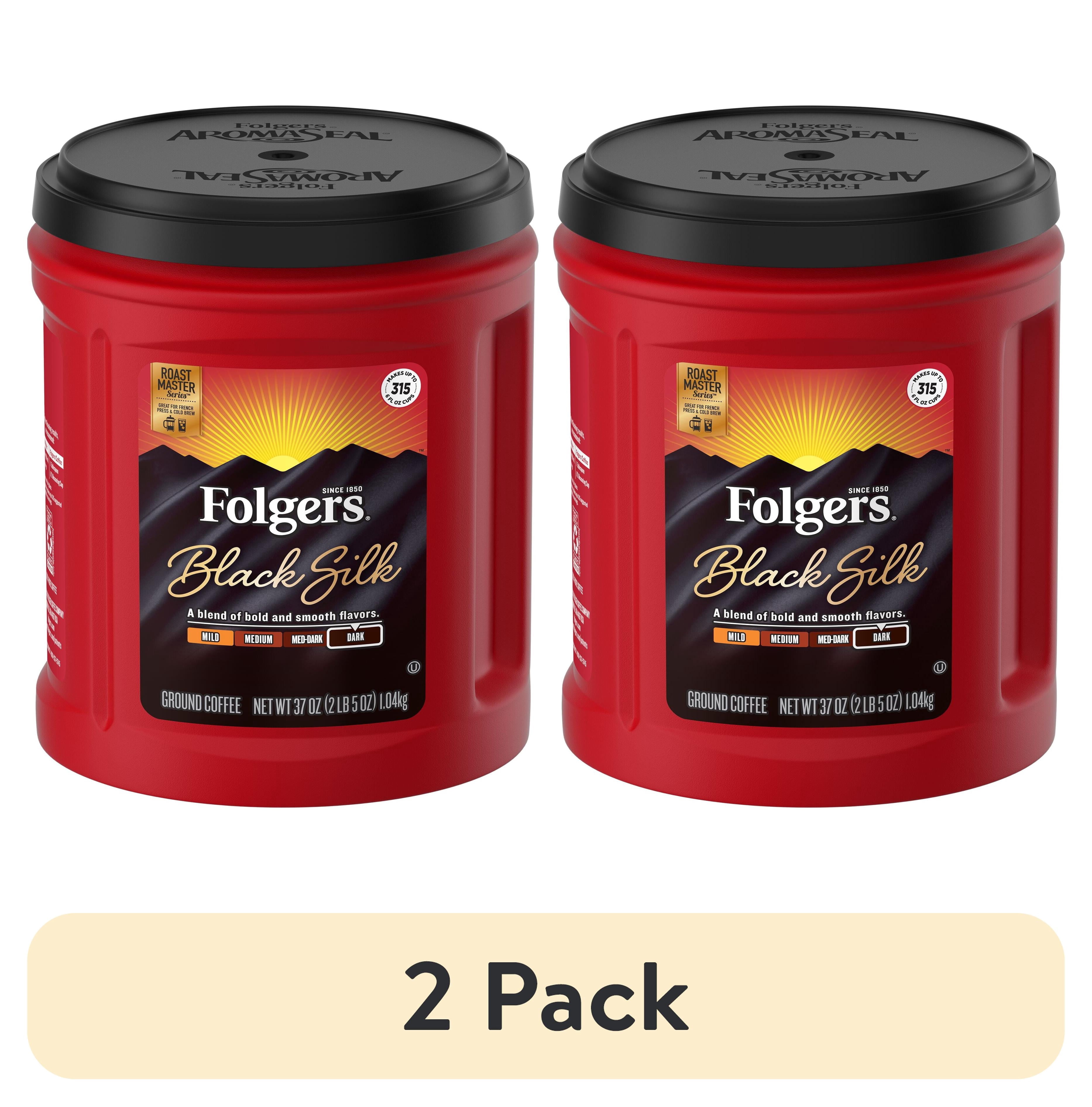 (2 pack) Folgers Black Silk Ground Coffee, Dark Roast, 37-Ounce