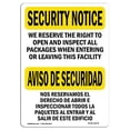 thumbnail image 1 of SignMission OS-SN-A-1218-L-11678 12 x 18 in. OSHA Security Notice Sign - We Inspect All Packages Bilingual, 1 of 1