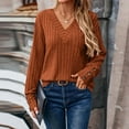 thumbnail image 6 of Women's V-neck Pullover Long Sleeve Button-up Knitted T-shirt Winter Everyday Casual Tops Women's Sweater, 6 of 17