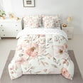 thumbnail image 3 of Manfei Colorful Country Floral 7 Pieces Bedding Comforter Set,Rustic Natural Plant Full Bedding Set,White Pink Fitted Sheet Flat Sheet For Girls Kids,Super Cozy Room Decor Reversible, 3 of 9