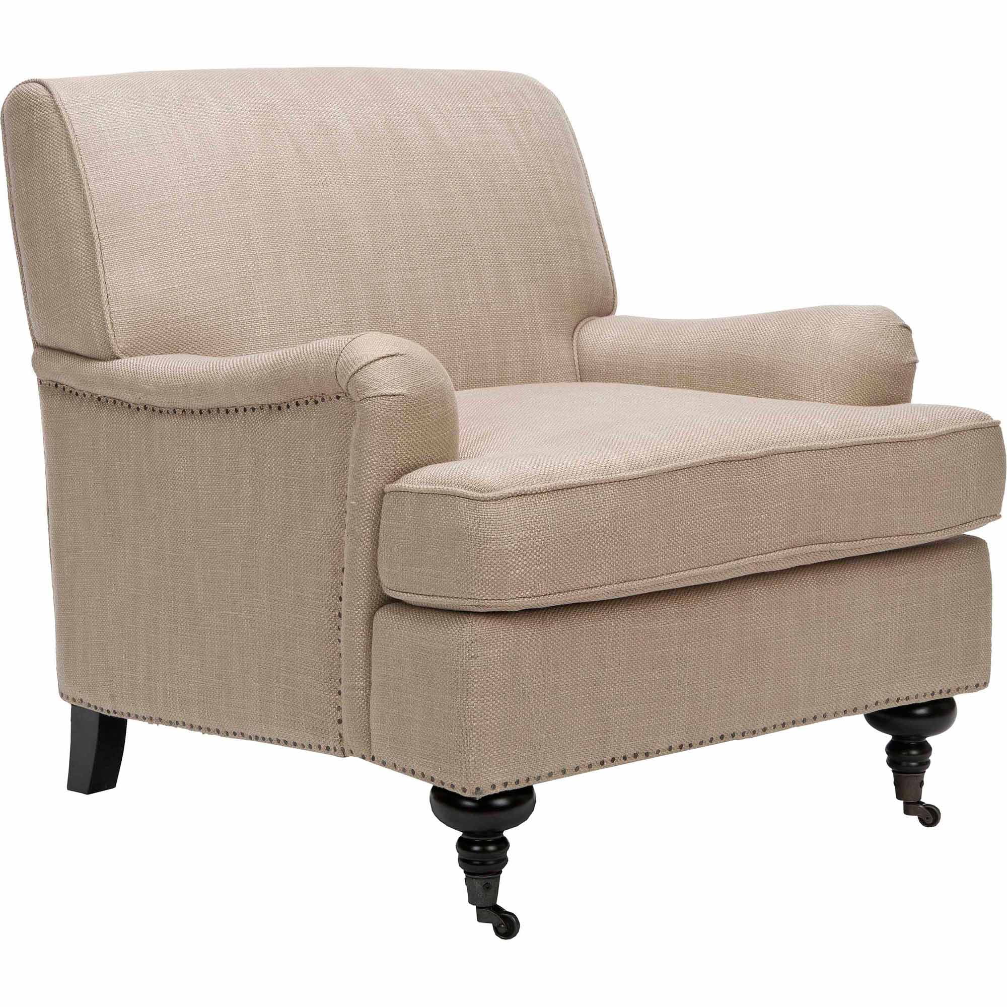 SAFAVIEH Chloe Fully Upholstered Club Chair with Casters, Beige