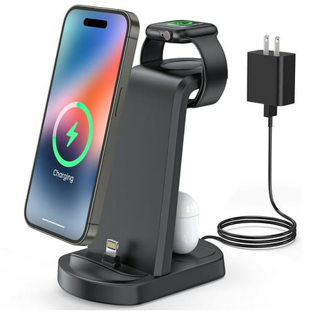 3 in 1 Charging Station for Apple Multiple Devices,18W Fast Charging Dock Stand for iPhone 14 Pro Max/13/12/11/X/8 Plus and Airpods 1/2/3/Pro, Wireless Charger for Apple Watch Ultra/9/8/7/6/SE/5/4/3/2