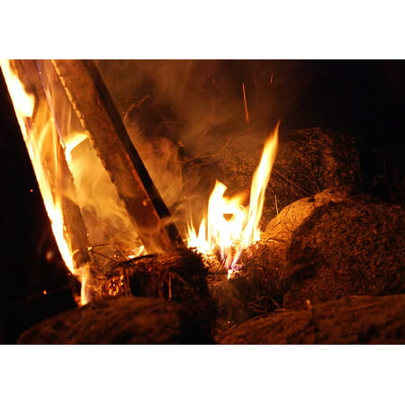Canvas Print an Outbreak of Fire Glow Burn Wood The Flame Heat Stretched Canvas 10 x