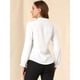 thumbnail image 5 of Blusa de Chifón Allegra K con Cuello Levantado y Volantes Manga Larga Blanco M, 5 of 6