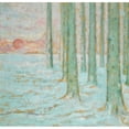 thumbnail image 2 of William Degouve de Nuncques 15x15 Black Ornate Wood Framed Double Matted Museum Art Print Titled - Winter in the Forest (1912), 2 of 5