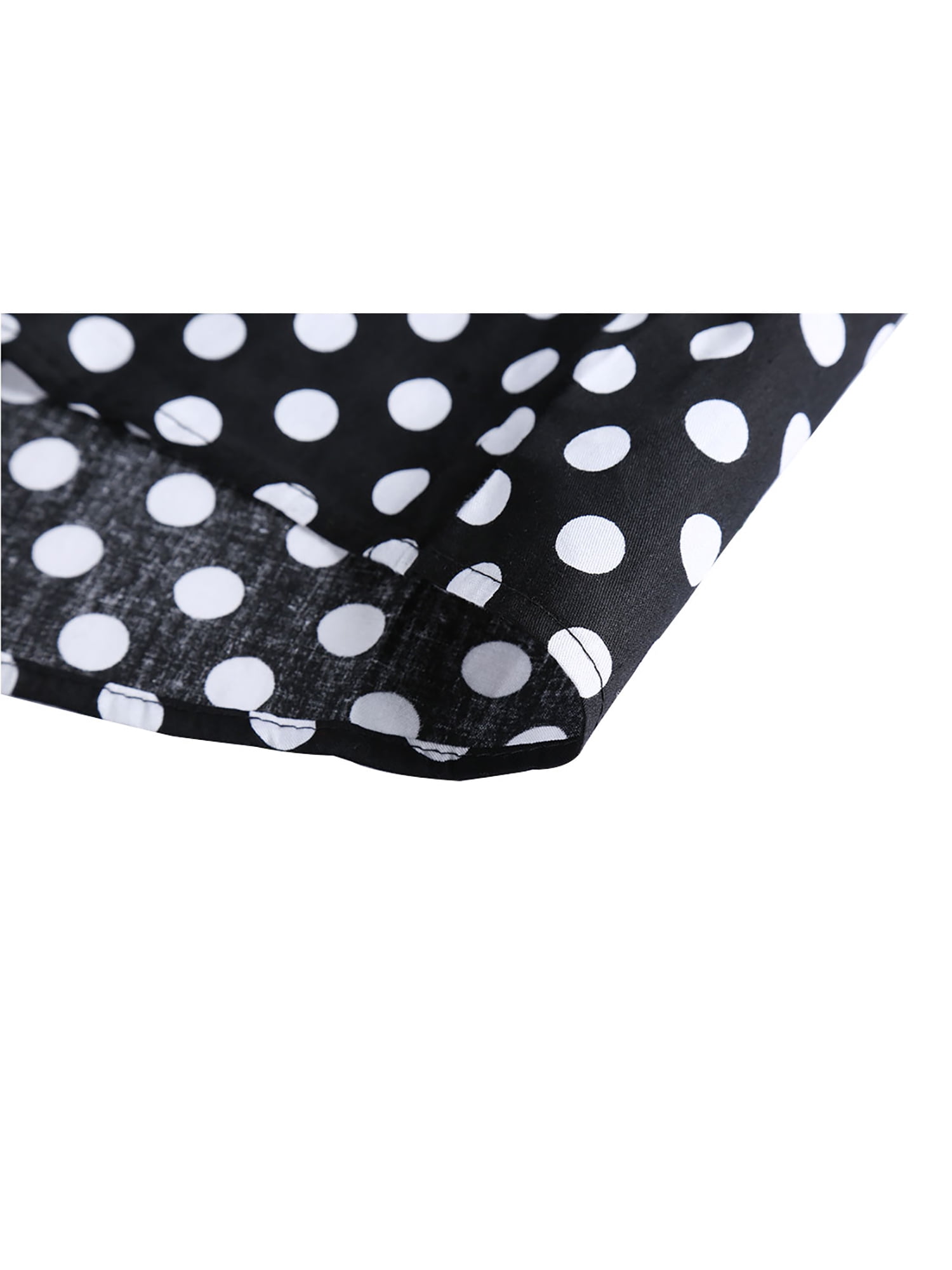 Unique Bargains Men's Long Sleeve Button Slim Polka Dots Shirt 38 Black