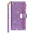 thumbnail image 2 of SaniMore for Samsung Galaxy A33 5G Star Laser Engraving Case, Magnetic Flip Zipper Wallet Cover Support Wrist Strap Card Slot & Kickstand Shockproof Protective Shell for Girls Ladies, Purple, 2 of 8