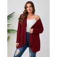 thumbnail image 2 of SHOWMALL Long Sleeve Lightweight Cardigan for Plus Size Women, Wine Red 2X Casual Drape Fit, V-Hem Design, 2 of 8