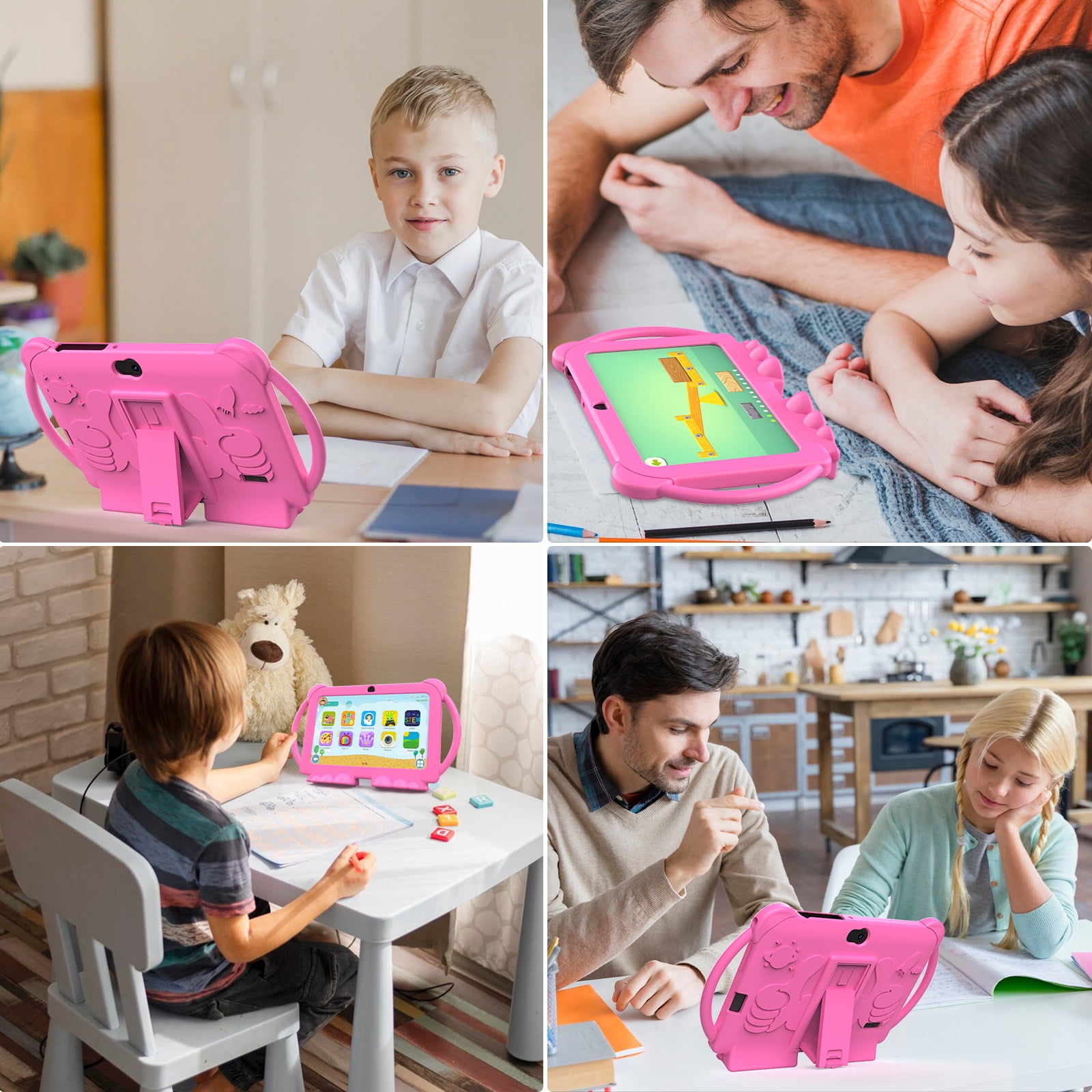 2024 Kids Tablet, 7 inch Android 12 Tablet for Kids, 4GB+32GB ROM+1TB Expand Pink