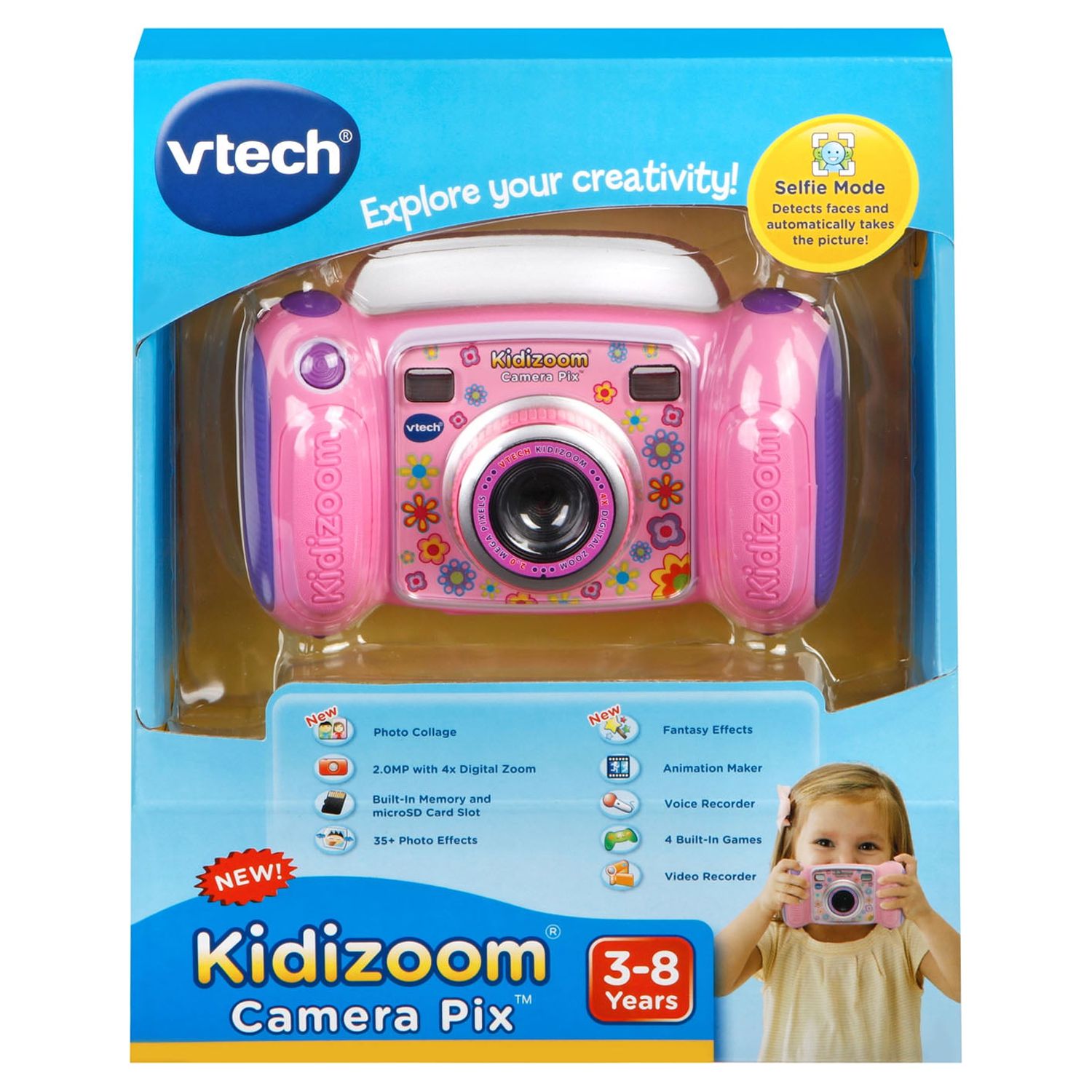 VTech KidiZoom Camera Pix, Real Digital Camera for Kids, Pink - image 3 of 9
