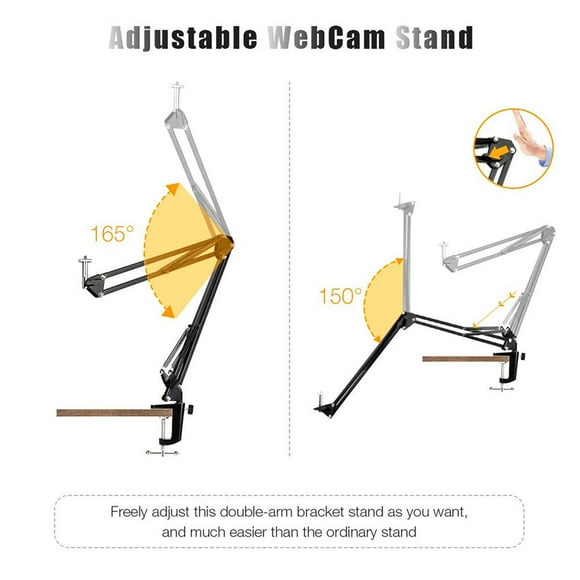 mmirethe Webcam Stand Heavy Duty Adjustable Camera Desk Clamp Mount with Fixing Clip for Built-in 1/4 Screw Compatible for C925e C922x C922 C930e C930 C920 C615