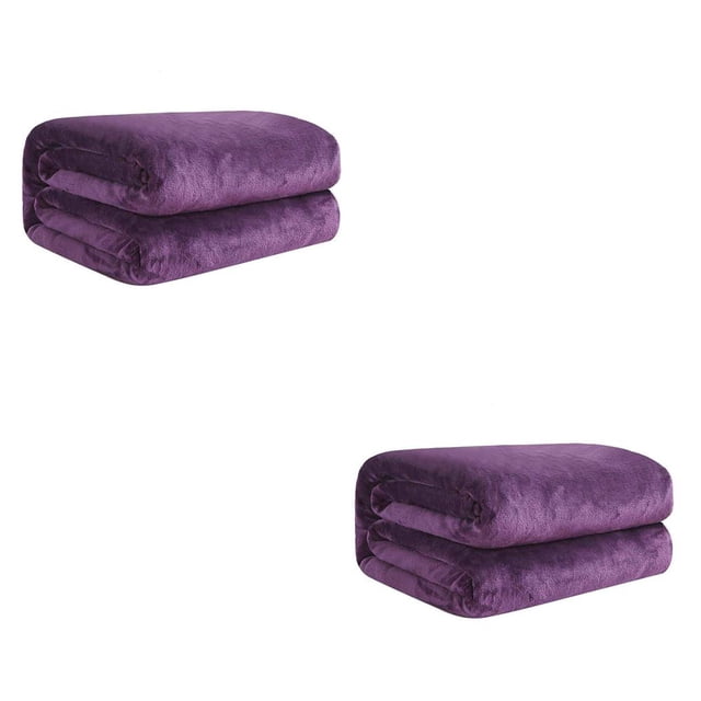 Cateissary Manta de franela, mantas portátiles para niños y adultos, dormitorio, Camping, ver películas, suministros para mantener el calor, púrpura Morado oscuro 70x100cm 2piezas Cateissary CBP043839