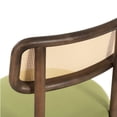 thumbnail image 5 of Joyyskill Upholstered Rattan Dining Chairs Set of 2, Mid Century Modern Kitchen Chairs with Curved Back and Solid Wood Legs Armless Accent Chair, Walnut/Green Velvet, 5 of 6