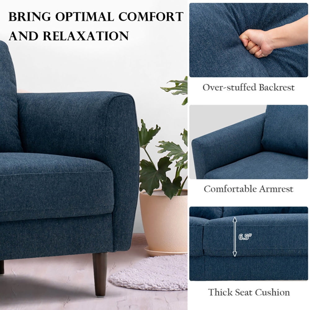Finihen Upholstered Sofa Set, 2 Pieces Upholstered Sofa Set with Removable Cushion Covers, for Living Room, Navy