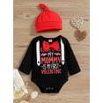 thumbnail image 5 of Kiapeise AmShibel My First Valentine's Day Baby Boy Clothes Outfits Funny Letter Romper Top+Heart Print Long Pants Hat 3Pcs Set, 5 of 9