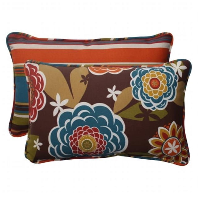 Pillow Perfect 499895 Anniewestport Réversible Rectangle Jeter Oreiller (Lot de 2)