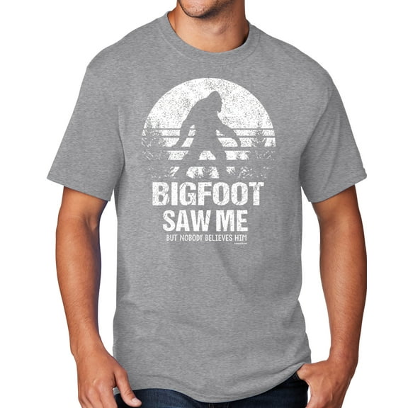 Men's Bigfoot Saw Me Funny Sasquatch T-shirt, XL Athletic Heather Gray