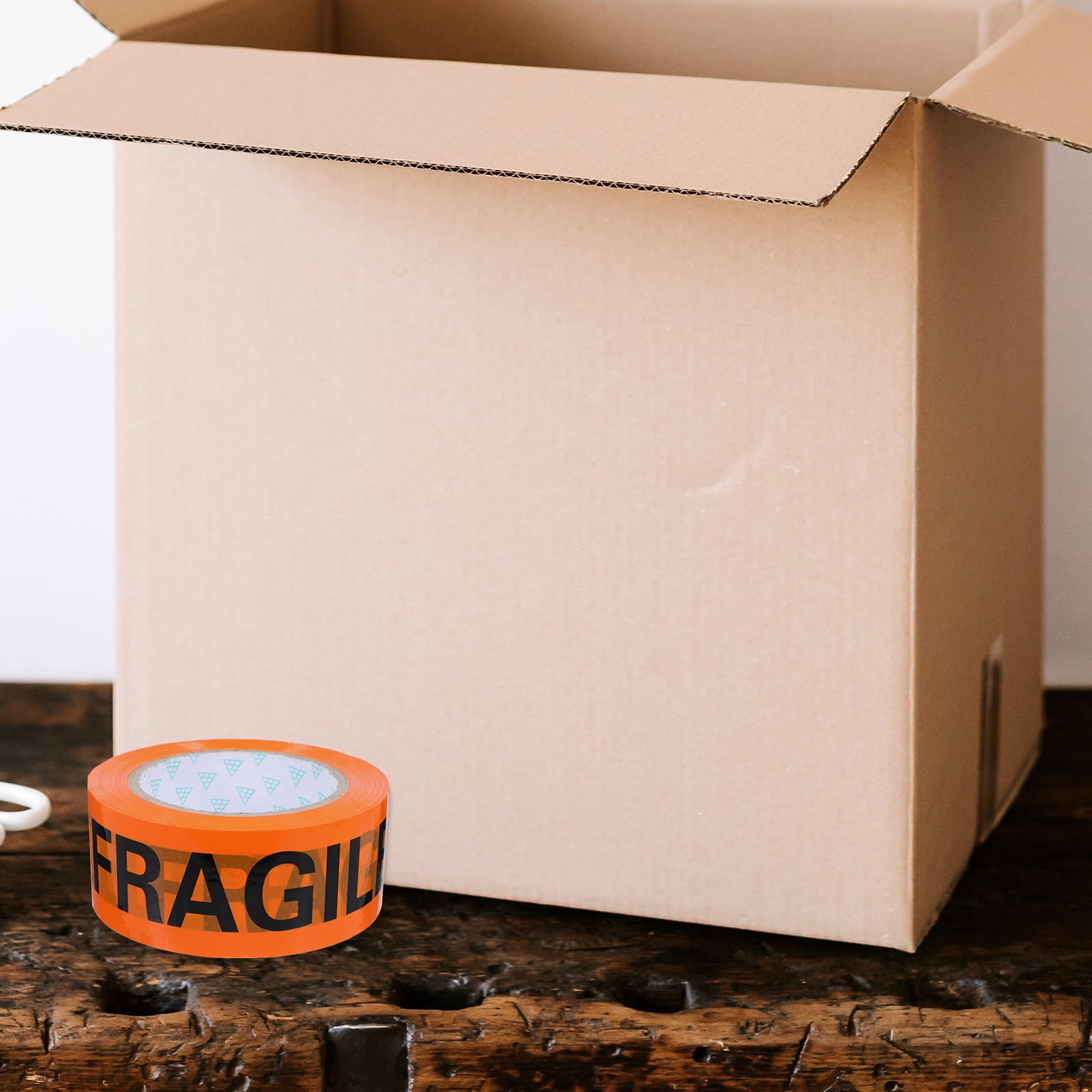 HONITANO 1 Roll Packing Tape Fragile Orange Background with Black Text 4.8cm x 393.7in for
