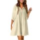 thumbnail image 2 of Puntoco Vestido De Manga Corta Con Cuello En V, Vestido Sexy De Color Sólido Para Mujer, Vestido De Manga Media Con Cuello En V, Color Beige Xl, 2 of 6