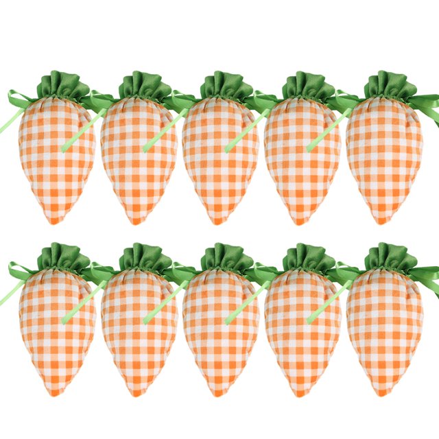 Bolsas Zanahoria 10 Unidades Con Cordón Patrón Cuadros Creativo para Fiesta Pascua