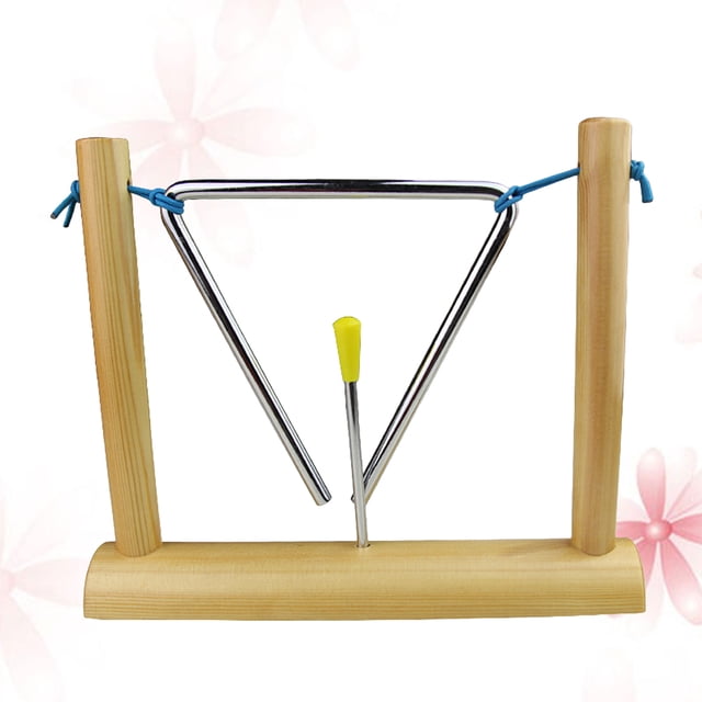 OULII Montessori Music Toys Triangle Bell Wood 1Pack for Students Hand-eye Coordination Development