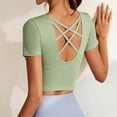 thumbnail image 6 of Purcolt Womens Crop Tops Casual Crew Neck Short Sleeve T Shirts Summer Basic Slim Fit Tummy Control Sport Blouses for Workout Running Cycling, 6 of 8