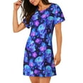 thumbnail image 2 of Naloa Skull flower star sky Print Women Nightgowns,Womens Loungewear,Short Sleeve Sleepwear,Comfy Ladies Nightdress, 2 of 6