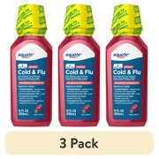 (3 pack) Equate Maximum Strength Night Time Cold and Flu Medicine, Berry Flavor, 12 fl oz, Cough and Cold Medicine for Adults, Compare to VicksÂ® NyQuilÂ® Severe Active Ingredients