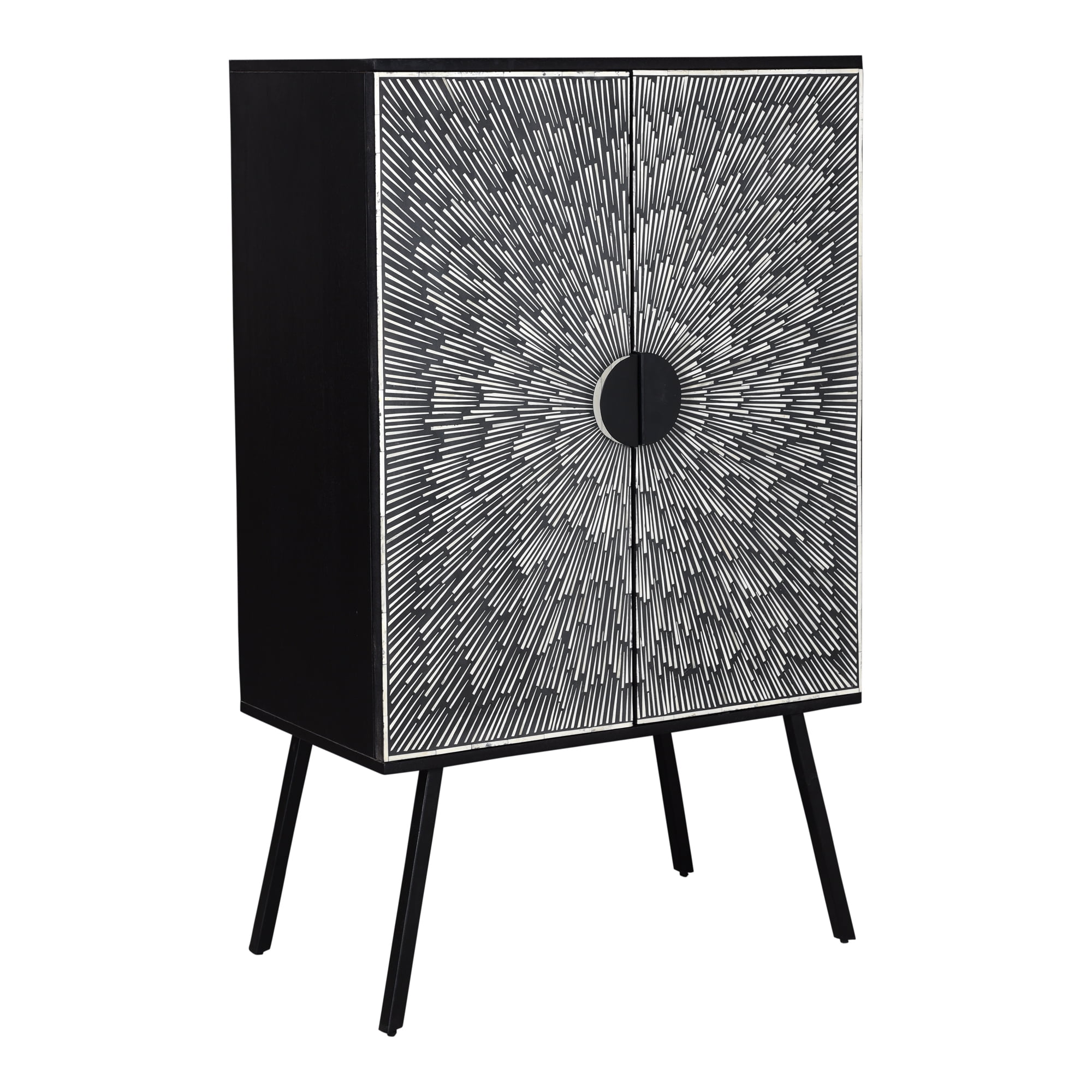 Starstruck 32'' Black and White Camel Bone Wine Cabinet