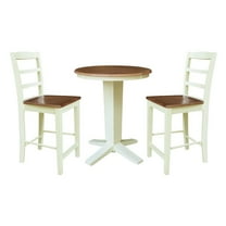 International Concepts 36" Solid Wood Round Top Dining Table with 2 Counter Height Stools