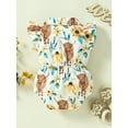 thumbnail image 3 of Coduop Baby Girls Romper,Fly Sleeve Turn-down Collar Button Closure Cactus Cow Print Bodysuit, 3 of 9