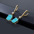 thumbnail image 4 of Gem Stone King 10.80 Ct Green Turquoise White Created Sapphire 18K Yellow Gold Plated Silver Earrings, 4 of 4