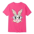 thumbnail image 4 of Bainana Easter Short Sleeve T Shirts For Boys Girls Cartoon Print Crew Neck Graphic Tees Soft Casual Teen Kids Festival Holiday Summer Top Hot Pink Size 3-4 Years, 4 of 4