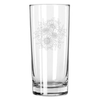 15 oz Tall Beverage Drinking Glass Highball Tumbler Gift Sunflower Bouquet