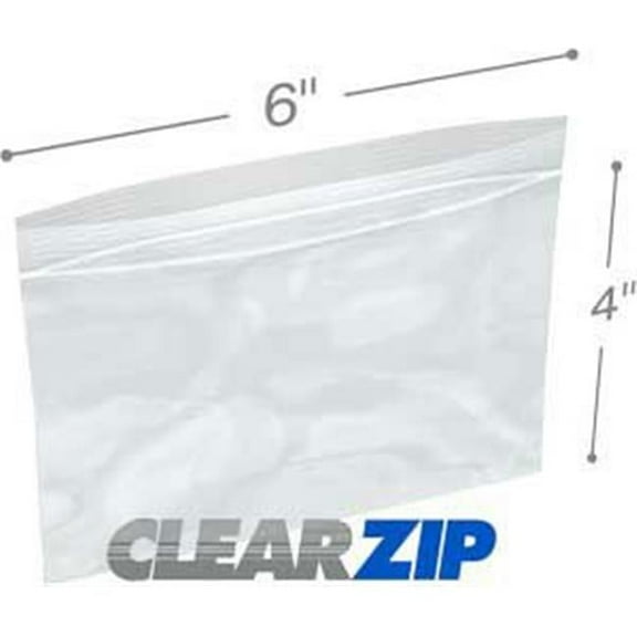 International Plastics CZ40604 6 x 4 in. ClearZip Lock Bags, 0.004 Gauge - Case of 1000