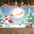 thumbnail image 2 of Snowman Design Christmas Banner Holiday Decorations Reindeer Scene Santa Claus Sleigh Winter Wonderland for Outdoor Party Kids Celebration, 2 of 9