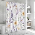 thumbnail image 5 of Purple Yellow Flowers Shower Curtain Set - Standard 72" x 72" Washable Bathtub Curtain with 12 Hooks, Spring Pastoral Botanical Floral Waterproof Fabric Stall Shower Curtains for Bathroom Décor, 5 of 6