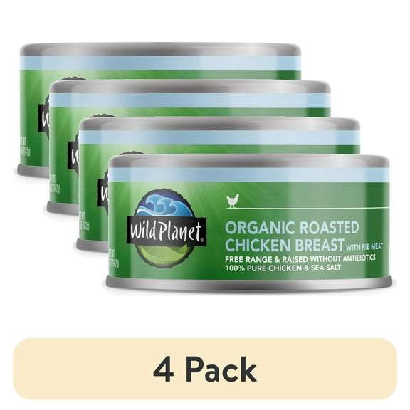 (4 pack) Wild Planet Organic Roasted Chicken Breast with Sea Salt, 5 oz Can