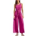 thumbnail image 1 of Jumpsuit for Women, Solid-Color V-Neck Sleeveless Wide-Leg Twisted Design, Black, Regular Length, Hand Wash Only, 1 of 9