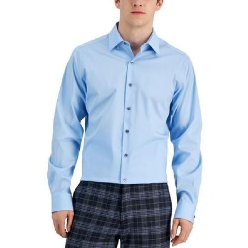 Alfani Men's Slim Fit Stain Resistant Dress Shirt Sky Sail Blue-14-14.5 32/33